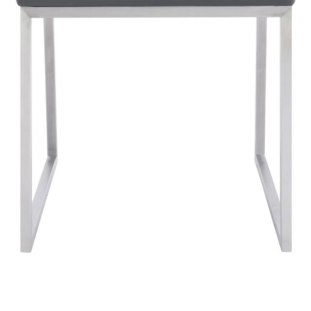 Trevor Brushed Stainless Steel and Gray Faux Leather Dining Chair (Set of 2) by Armen Living 9 Trevor Brushed Stainless Steel and Gray Faux Leather Dining Chair (Set of 2) by Armen Living - Image 7