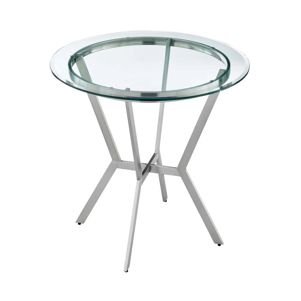 Naomi and Valerie 5-Piece Glass Top Gray Counter Height Table Set by Armen Living 8 Naomi and Valerie 5-Piece Glass Top Gray Counter Height Table Set by Armen Living - Image 6