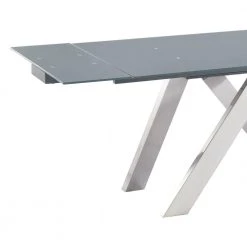 Imara Brushed Stainless Steel and Grey Tempered Glass Top Contemporary Extension Dining Table by Armen Living -Armen Living Online Shop brushed stainless steel armen living kitchen dining tables 721535737888 1f 1000
