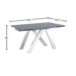 Imara Brushed Stainless Steel and Grey Tempered Glass Top Contemporary Extension Dining Table by Armen Living -Armen Living Online Shop brushed stainless steel armen living kitchen dining tables 721535737888 40 1000