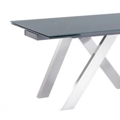 Imara Brushed Stainless Steel and Grey Tempered Glass Top Contemporary Extension Dining Table by Armen Living -Armen Living Online Shop brushed stainless steel armen living kitchen dining tables 721535737888 4f 1000