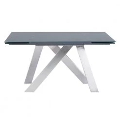 Imara Brushed Stainless Steel and Grey Tempered Glass Top Contemporary Extension Dining Table by Armen Living -Armen Living Online Shop brushed stainless steel armen living kitchen dining tables 721535737888 c3 1000