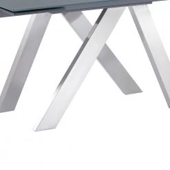 Imara Brushed Stainless Steel and Grey Tempered Glass Top Contemporary Extension Dining Table by Armen Living -Armen Living Online Shop brushed stainless steel armen living kitchen dining tables 721535737888 fa 1000