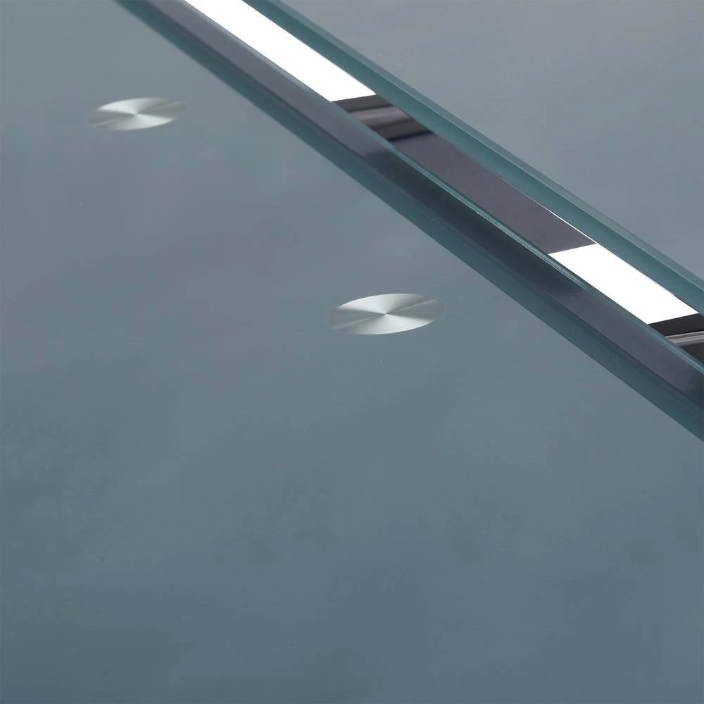 Ace Contemporary Dining Table in Grey Powder Coated with Brushed Stainless Steel and Grey Tempered Glass Top by Armen Living 9 Ace Contemporary Dining Table in Grey Powder Coated with Brushed Stainless Steel and Grey Tempered Glass Top by Armen Living - Image 7