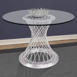 Calypso Glass Dining Table by Armen Living -Armen Living Online Shop brushed stainless steel armen living kitchen dining tables lccpdibabs 31 1000
