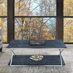 Westlake Black Veneer Coffee Table with Brushed Stainless Steel Frame by Armen Living -Armen Living Online Shop brushed stainless steel black armen living coffee tables lcpdcoblbs 31 1000