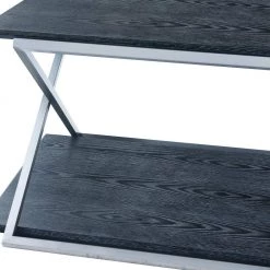 Westlake Black Veneer Coffee Table with Brushed Stainless Steel Frame by Armen Living -Armen Living Online Shop brushed stainless steel black armen living coffee tables lcpdcoblbs 4f 1000