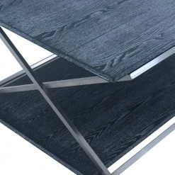 Westlake Black Veneer Coffee Table with Brushed Stainless Steel Frame by Armen Living -Armen Living Online Shop brushed stainless steel black armen living coffee tables lcpdcoblbs c3 1000