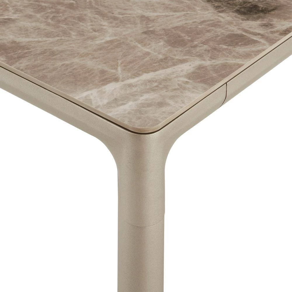 Otello 35 in. Champagne Silver Ceramic and Metal Rectangular Dining Room Table by Armen Living 6 Otello 35 in. Champagne Silver Ceramic and Metal Rectangular Dining Room Table by Armen Living - Image 4