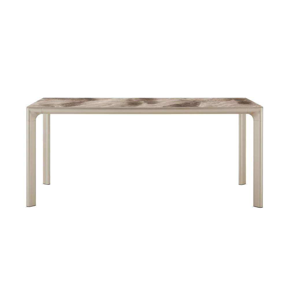 Otello 35 in. Champagne Silver Ceramic and Metal Rectangular Dining Room Table by Armen Living 4 Otello 35 in. Champagne Silver Ceramic and Metal Rectangular Dining Room Table by Armen Living - Image 2