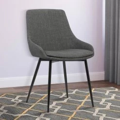 Mia 33 in. Charcoal Fabric and Black Powder Finish Contemporary Dining Chair by Armen Living -Armen Living Online Shop charcoal armen living dining chairs lcmichch 31 1000