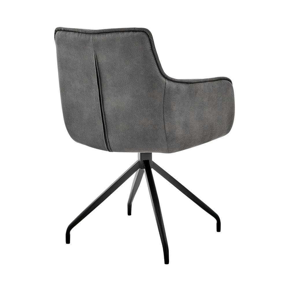 Noah Dining Room Accent Chair in Charcoal Fabric and Brushed Stainless Steel by Armen Living 6 Noah Dining Room Accent Chair in Charcoal Fabric and Brushed Stainless Steel by Armen Living - Image 4
