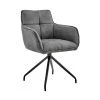 Noah Dining Room Accent Chair in Charcoal Fabric and Brushed Stainless Steel by Armen Living