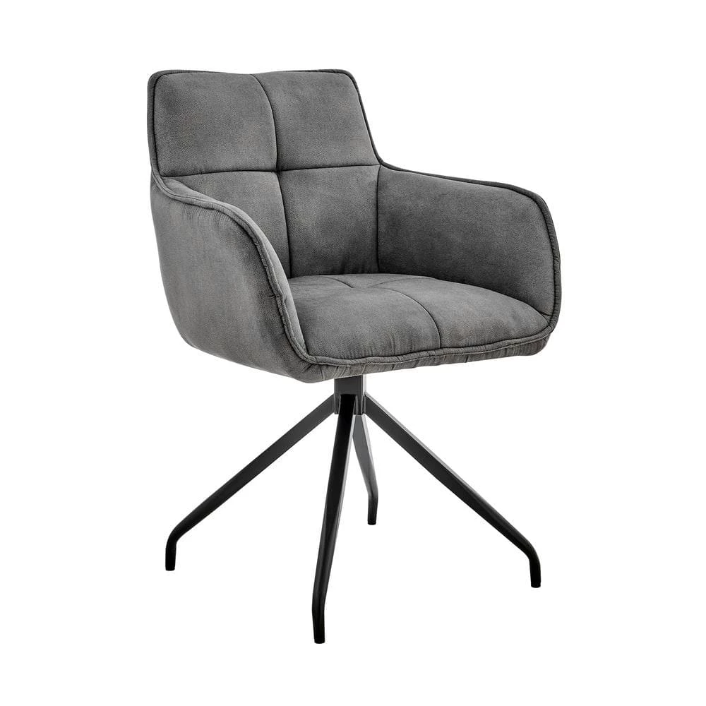 Noah Dining Room Accent Chair in Charcoal Fabric and Brushed Stainless Steel by Armen Living 3 Noah Dining Room Accent Chair in Charcoal Fabric and Brushed Stainless Steel by Armen Living