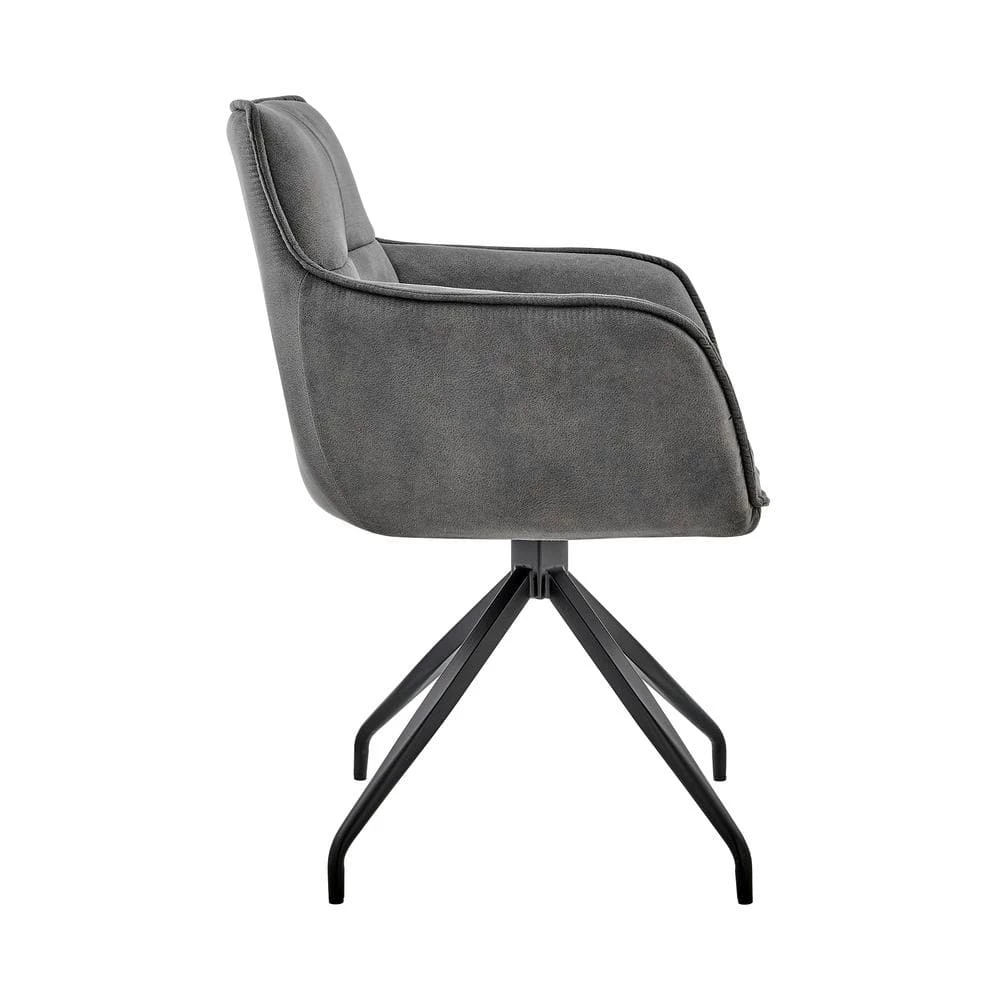 Noah Dining Room Accent Chair in Charcoal Fabric and Brushed Stainless Steel by Armen Living 4 Noah Dining Room Accent Chair in Charcoal Fabric and Brushed Stainless Steel by Armen Living - Image 2