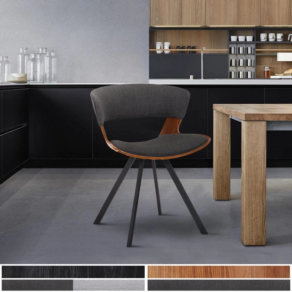 Ulric Walnut Wood and Charcoal Fabric Modern Dining Room Accent Chair by Armen Living 7 Ulric Walnut Wood and Charcoal Fabric Modern Dining Room Accent Chair by Armen Living - Image 6