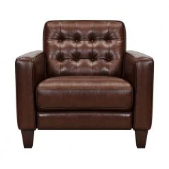 Wesley Chestnut Leather Power Reclining Tuxedo Arm Accent Chair by Armen Living -Armen Living Online Shop chestnut armen living recliners lcwe1che c3 1000