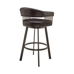 Bronson 26 in. Counter Height Low Back Swivel Bar Stool in Java Brown and Chocolate Faux Leather by Armen Living -Armen Living Online Shop chocolate armen living bar stools 721535761869 1f 1000