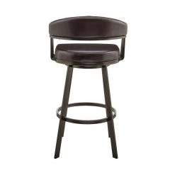 Bronson 26 in. Counter Height Low Back Swivel Bar Stool in Java Brown and Chocolate Faux Leather by Armen Living -Armen Living Online Shop chocolate armen living bar stools 721535761869 44 1000