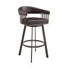 Bronson 26 in. Counter Height Low Back Swivel Bar Stool in Java Brown and Chocolate Faux Leather by Armen Living -Armen Living Online Shop chocolate armen living bar stools 721535761869 64 1000