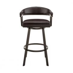 Bronson 26 in. Counter Height Low Back Swivel Bar Stool in Java Brown and Chocolate Faux Leather by Armen Living -Armen Living Online Shop chocolate armen living bar stools 721535761869 c3 1000