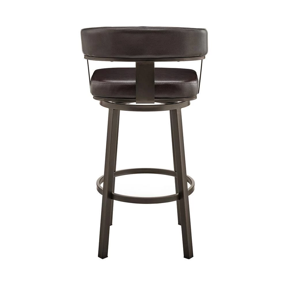 Cohen 26 in. Counter Height Low Back Swivel Bar Stool in Java Brown and Chocolate Faux Leather by Armen Living 8 Cohen 26 in. Counter Height Low Back Swivel Bar Stool in Java Brown and Chocolate Faux Leather by Armen Living - Image 6