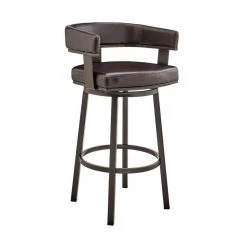 Cohen 26 in. Counter Height Low Back Swivel Bar Stool in Java Brown and Chocolate Faux Leather by Armen Living