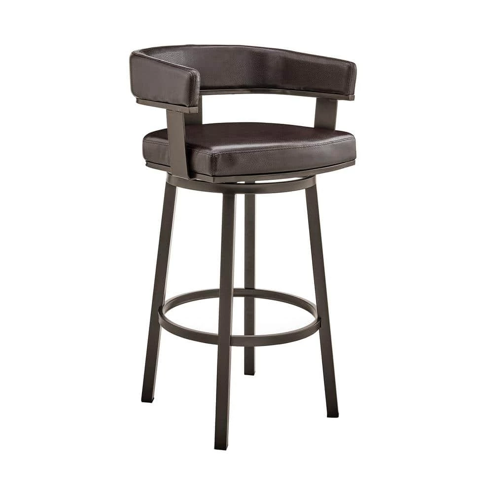 Cohen 26 in. Counter Height Low Back Swivel Bar Stool in Java Brown and Chocolate Faux Leather by Armen Living 3 Cohen 26 in. Counter Height Low Back Swivel Bar Stool in Java Brown and Chocolate Faux Leather by Armen Living