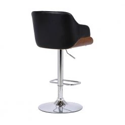 Toby Contemporary Chrome with Black Faux Leather and Walnut Adjustable Bar Stool by Armen Living -Armen Living Online Shop chrome armen living bar stools lctoswbawabl 1f 1000
