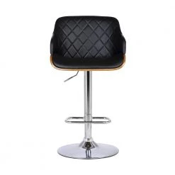 Toby Contemporary Chrome with Black Faux Leather and Walnut Adjustable Bar Stool by Armen Living -Armen Living Online Shop chrome armen living bar stools lctoswbawabl c3 1000