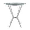 Naomi Round Glass and Brushed Stainless Steel Dining Table by Armen Living