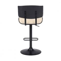Brooklyn Adjustable 25-34 in Height Low Back Swivel Cream Faux Leather/Black Wood Bar Stool Black Base 46 in Height by Armen Living -Armen Living Online Shop cream black armen living bar stools lcbrbablcr 1f 1000