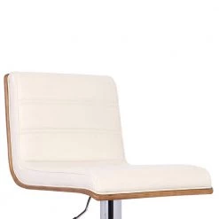 Aubrey Bar Stool Chrome Base with Cream Pu upholstery and Walnut Back by Armen Living -Armen Living Online Shop cream chrome armen living bar stools lcaubawacr 44 1000