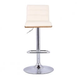 Aubrey Bar Stool Chrome Base with Cream Pu upholstery and Walnut Back by Armen Living -Armen Living Online Shop cream chrome armen living bar stools lcaubawacr c3 1000
