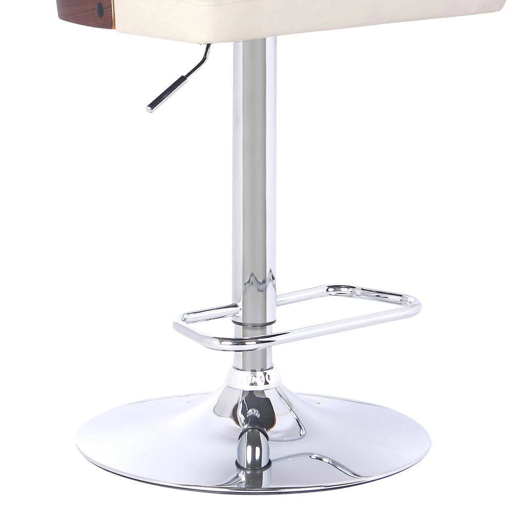 Storm Bar Stool in Chrome with Walnut wood and Cream Pu upholstery by Armen Living 7 Storm Bar Stool in Chrome with Walnut wood and Cream Pu upholstery by Armen Living - Image 5