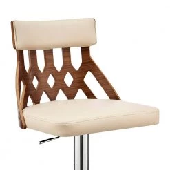 Angelo Adjustable 25-33 in. Seat Height High Back Swivel Cream Faux Leather/Walnut Bar Stool w/Chrome Base 45 in. Height by Armen Living -Armen Living Online Shop cream walnut armen living bar stools lcaobawacr 1f 1000