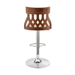 Angelo Adjustable 25-33 in. Seat Height High Back Swivel Cream Faux Leather/Walnut Bar Stool w/Chrome Base 45 in. Height by Armen Living -Armen Living Online Shop cream walnut armen living bar stools lcaobawacr 4f 1000