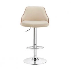 Asher 24-33 in. Adjustable Height High Back Beige Cream Faux Leather and Chrome Finish Bar Stool by Armen Living 13 Asher 24-33 in. Adjustable Height High Back Beige Cream Faux Leather and Chrome Finish Bar Stool by Armen Living -Armen Living Online Shop cream walnut armen living bar stools lcarbawacr c3 1000