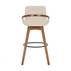Baylor 30" Bar Height Swivel Wood Stool in Cream Faux Leather by Armen Living -Armen Living Online Shop cream walnut armen living bar stools lcbabawacr30 44 1000