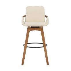 Baylor 30" Bar Height Swivel Wood Stool in Cream Faux Leather by Armen Living -Armen Living Online Shop cream walnut armen living bar stools lcbabawacr30 c3 1000