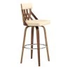 Crux 30 in. Bar Height High Back Swivel Bar Stool in Cream Faux Leather and Walnut Wood by Armen Living -Armen Living Online Shop cream walnut armen living bar stools lccxbawacr30 64 1000