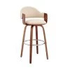 Daxton 30 in. Bar Height Stool w/ High Back Cream Faux Leather and Walnut Wood by Armen Living -Armen Living Online Shop cream walnut armen living bar stools lcdxbawacr30 64 1000