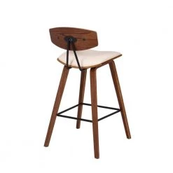 Fox 26 in. Mid-Century Counter Height Bar Stool in Cream Faux Leather with Walnut Wood by Armen Living -Armen Living Online Shop cream walnut armen living bar stools lcfobawacr26 1f 1000