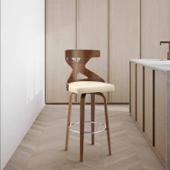 Gayle 44 in. Product Height Swivel Low Back Cream Faux Leather and Walnut Wood Bar Stool by Armen Living 21 Gayle 44 in. Product Height Swivel Low Back Cream Faux Leather and Walnut Wood Bar Stool by Armen Living -Armen Living Online Shop cream walnut armen living bar stools lcggbawacr30 31 1000