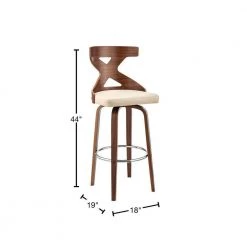 Gayle 44 in. Product Height Swivel Low Back Cream Faux Leather and Walnut Wood Bar Stool by Armen Living 14 Gayle 44 in. Product Height Swivel Low Back Cream Faux Leather and Walnut Wood Bar Stool by Armen Living -Armen Living Online Shop cream walnut armen living bar stools lcggbawacr30 40 1000