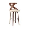 Gayle 44 in. Product Height Swivel Low Back Cream Faux Leather and Walnut Wood Bar Stool by Armen Living -Armen Living Online Shop cream walnut armen living bar stools lcggbawacr30 64 1000