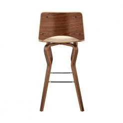 Gerty 40 in Bar Height Low Back Swivel Cream Faux Leather and Walnut Wood Bar Stool by Armen Living -Armen Living Online Shop cream walnut armen living bar stools lcgybawacr30 1f 1000