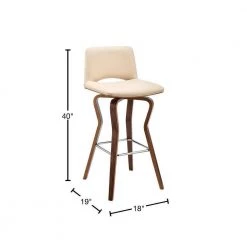 Gerty 40 in Bar Height Low Back Swivel Cream Faux Leather and Walnut Wood Bar Stool by Armen Living -Armen Living Online Shop cream walnut armen living bar stools lcgybawacr30 40 1000