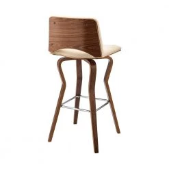 Gerty 40 in Bar Height Low Back Swivel Cream Faux Leather and Walnut Wood Bar Stool by Armen Living -Armen Living Online Shop cream walnut armen living bar stools lcgybawacr30 4f 1000