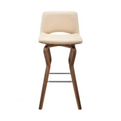 Gerty 40 in Bar Height Low Back Swivel Cream Faux Leather and Walnut Wood Bar Stool by Armen Living -Armen Living Online Shop cream walnut armen living bar stools lcgybawacr30 c3 1000